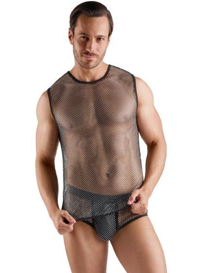 Síťované pánské tílko s lesklými kamínky Svenjoyment (Velikost S)