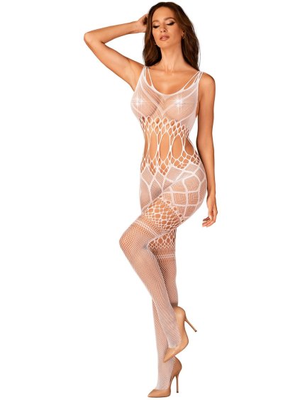 Síťovaný catsuit s otvorem v rozkroku Obsessive (Velikost S/M/L)