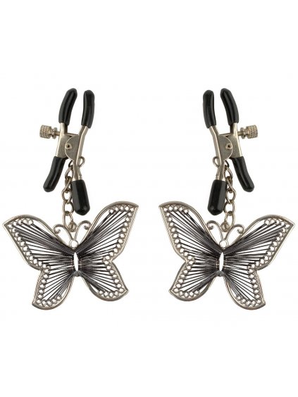 Skřipce na bradavky s motýlky Fetish Fantasy Butterfly Nipple Clamps