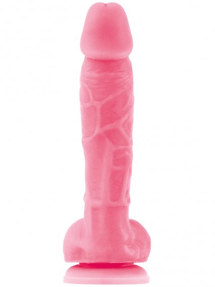 Realistické dildo Firefly 5"  svítí ve tmě, růžové (18 cm)