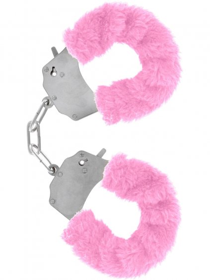 Kovová pouta na ruce s plyšovým kožíškem Furry Fun Cuffs  růžová