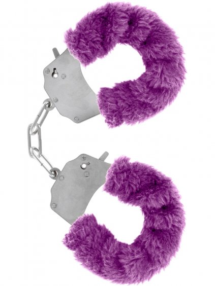Kovová pouta na ruce s plyšovým kožíškem Furry Fun Cuffs  fialová