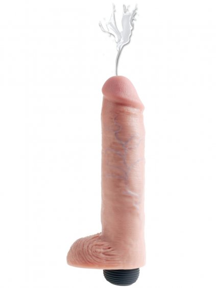 Stříkající realistické dildo s varlaty Pipedream King Cock 10"  25,4 cm