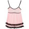 Průsvitný vrstvený babydoll s mašličkou a krajkovými lemy + tanga Cottelli (Velikost S)