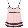 Průsvitný vrstvený babydoll s mašličkou a krajkovými lemy + tanga Cottelli