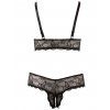 Krajkový set Cottelli - podprsenka a kalhotky s otevřeným rozkrokem (Velikost XL)
