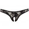 Krajková tanga s otevřeným rozkrokem Cottelli (Velikost S)