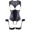 Body s otevřeným rozkrokem a odhalenými ňadry + pouta Cottelli BONDAGE (Velikost S)