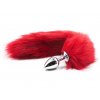 Kovový anální kolík s liščím ocáskem  červený