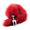 Kovový anální kolík s liščím ocáskem  červený
