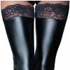 NOIR Samodržící lesklé punčochy s krajkovým lemem (Velikost S)