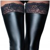 NOIR Samodržící lesklé punčochy s krajkovým lemem