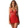 Průsvitný babydoll s krajkou + tanga Obsessive (Velikost S/M)