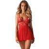 Průsvitný babydoll s krajkou + tanga Obsessive