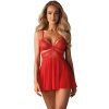 Průsvitný babydoll s krajkou + tanga Obsessive (Velikost S/M)
