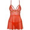 Průsvitný babydoll s krajkou + tanga Obsessive (Velikost S/M)