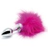 Malý nerezový anální kolík s ocáskem z peří Rimba  růžový