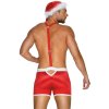 Vánoční kostým Obsessive Mr. Claus  boxerky s kšandami a čepice