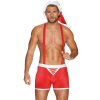 Vánoční kostým Obsessive Mr. Claus  boxerky s kšandami a čepice