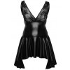 NOIR Lesklé korzetové minišaty s průsvitnými košíčky a asymetrickou sukní