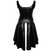 NOIR Lesklé korzetové minišaty s průsvitnými košíčky a asymetrickou sukní