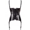 Lakovaný korzet se zipem, šněrováním  podvazky a odnímatelnými ramínky Black Level