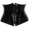 Lakovaný pasový korzet se zipem a šněrováním Black Level (Velikost S)