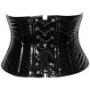 Lakovaný pasový korzet se zipem a šněrováním Black Level (Velikost S)
