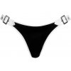 Černo-bílá lakovaná tanga s přezkami Black Level