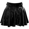 Lakovaná nabíraná minisukně se zipem a přezkami Black Level (Velikost S)
