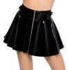 Lakovaná nabíraná minisukně se zipem a přezkami Black Level (Velikost S)