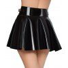Lakovaná nabíraná minisukně se zipem a přezkami Black Level (Velikost S)