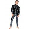 Lakovaný celotělový pánský overal s trojcestným zipem Black Level (Velikost S)