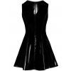 Lakované minišaty s krajkou a nabíranou sukní Black Level (Velikost S)