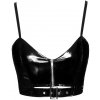Lakovaný crop top se zipem a přezkou Black Level