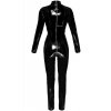 Lakovaný dámský overal s třícestným zipem a zipy na prsou Black Level