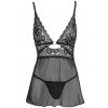 Průsvitný babydoll s krajkovým topem + tanga Cottelli