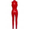 Červený lakovaný overal bez rukávů a s dvoucestným zipem Black Level (Velikost XS)