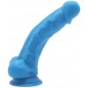 Realistické dildo s varlaty a přísavkou Happy Dicks 7.5"  modré