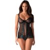 Průsvitný babydoll s krajkou a tanga Obsessive Amanta
