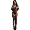 Síťovaný catsuit s krajkou a odhaleným rozkrokem Le Désir  one size