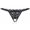 Krajková tanga s otevřeným rozkrokem Obsessive (Velikost S/M)