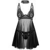 Průsvitný babydoll s tangy a ozdobným obojkem Obsessive Donarella (Velikost XS/S)