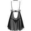 Průsvitný babydoll s tangy a ozdobným obojkem Obsessive Donarella (Velikost XS/S)