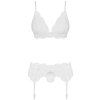 Set bílého krajkového prádla Obsessive (Velikost S/M)
