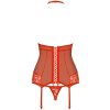 Červený korzet s krajkou a tangy Obsessive