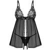 Průsvitný babydoll s tangy Obsessive Blomentis (Velikost XS/S)