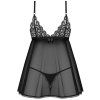 Průsvitný babydoll s tangy Obsessive Blomentis (Velikost XS/S)