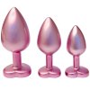 Sada kovových análních kolíků se srdíčkem Pearl Pink Plug Set