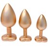 Sada kovových análních kolíků se srdíčkem Pearl Gold Plug Set